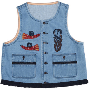 fafamoon设计师品牌 2025夏季新品正反两穿刺绣马甲女时尚百搭