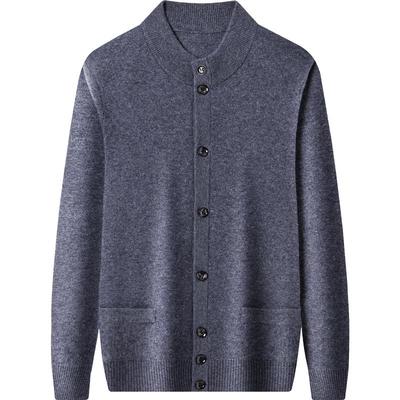 四平针加厚纯羊毛开衫男士羊毛衣