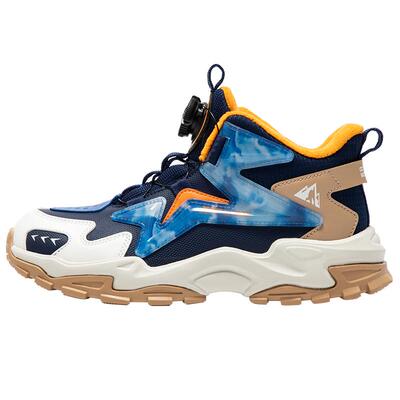 特步童鞋男童棉鞋冬季加绒保暖二棉高帮鞋旋钮扣儿童运动鞋大棉厚