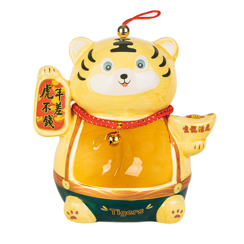 入户桌面玄关招财猫陶瓷收纳摆件