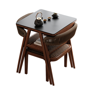 木小咖 山野阳台小桌椅休闲桌小户型家用一桌两椅岩板茶桌椅组合