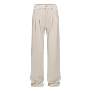 CHAN MONTH秋冬新款免烫休闲西裤男生高级垂感宽松加绒直筒长裤子