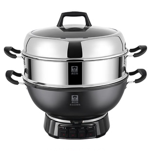 康巴赫电炒锅多功能家用铸铁电锅爆炒蒸煮炒煎炸一体式插电炒菜锅