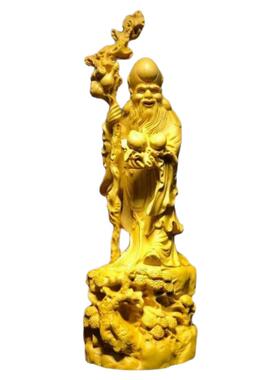 崖柏黄杨木精雕寿星公人物摆件佛像居家送礼祝寿工艺品装饰收藏品
