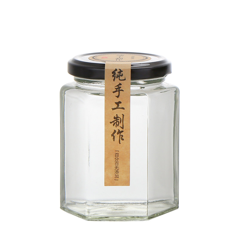 密封罐子六棱玻璃瓶六角透明带盖