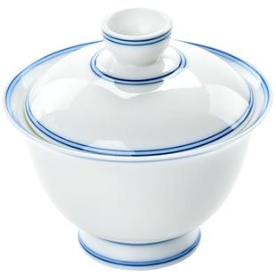 君器清宫二才高脚盖碗茶杯单个高档子母线双线茶碗家用茶具三才杯