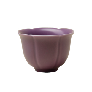 束刻紫韵陶瓷莲瓣茶杯精致家用喝茶品茗杯功夫茶具家用闻香杯客杯