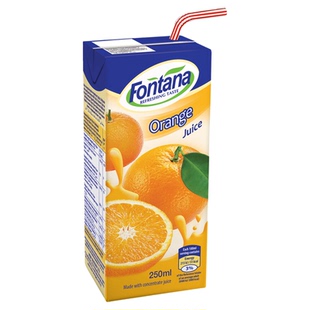 塞浦路斯fontana芳塔娜橙汁250ml橙c美式即饮进口果汁饮料年货