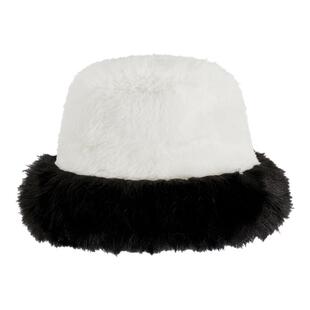 Riotlily/艾特里里平顶毛边绒毛帽子秋冬黑白拼色渔夫帽新年礼物