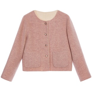 【现货】Botanique植物学紫粉奶白两面穿860克100%澳毛双面呢外套