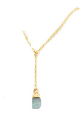 天然原石宝石水晶Y套索14K金项链