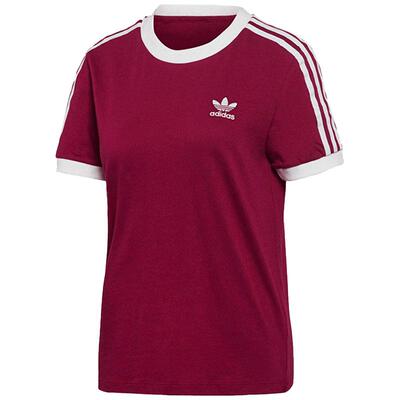 Adidas/阿迪达斯官方正品三叶草女子三条纹针织运动短袖T恤GD2443