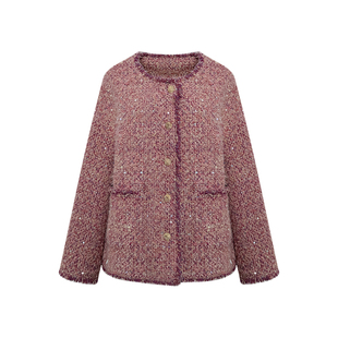 NAZ那子大码冬季矜贵小香内里羽绒重工贵气胖mm亮丝彩呢保暖外套