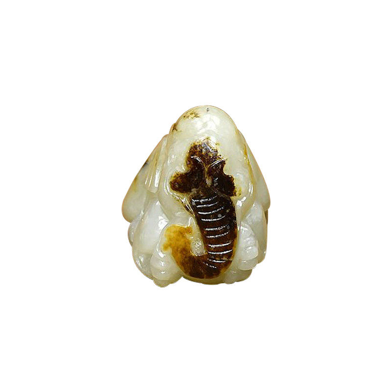 和田玉青白玉聚黑皮籽料大象独籽