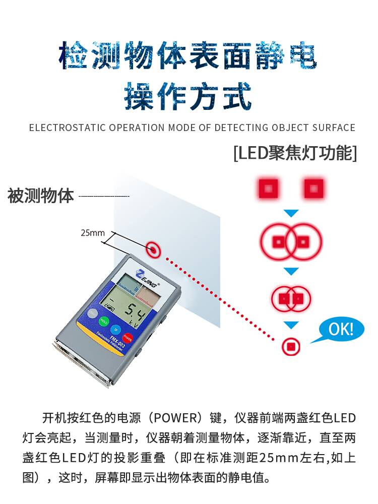 fmx003静电测试仪红外线表面高压表离子风机测量摩擦电压检测器-