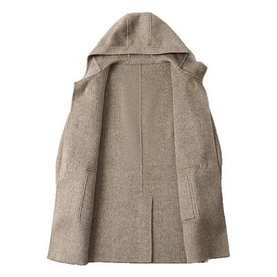 恒源祥2025秋冬中长连帽毛呢大衣