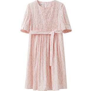 播商场同款粉色多巴胺漂亮连衣裙女夏新款短袖印花裙BDS2LD2547