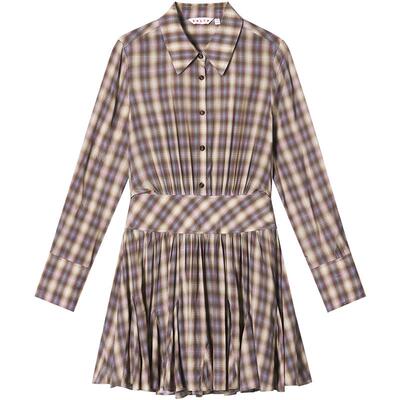 SALT.P可颜复古咖色格纹衬衫式连衣裙短款2026春季新款AC36105080