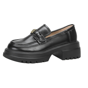 厚底乐福鞋女2024新款秋冬英伦小皮鞋女配裙子jk鞋子一脚蹬单鞋女