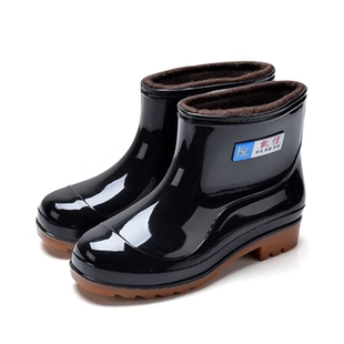 冬季加绒保暖雨鞋男女水鞋低筒套脚雨靴牛筋底夹棉胶鞋保暖劳保鞋