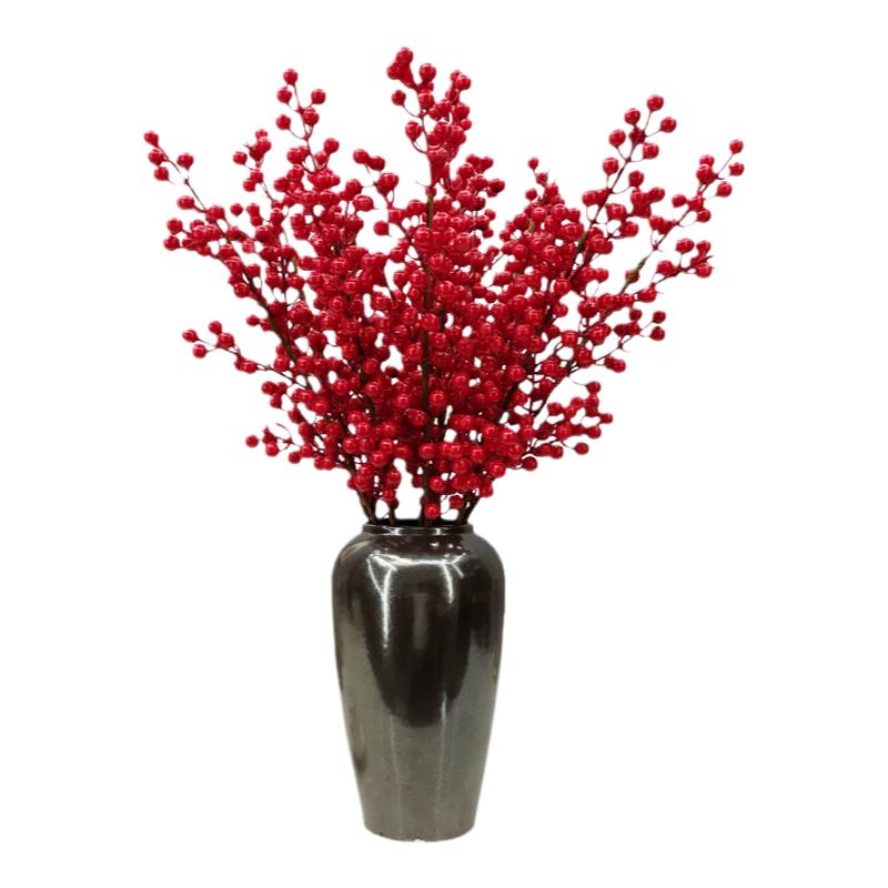 发财果仿真花落地欧式假花装饰花干花发财浆果相思红豆红浆果大号