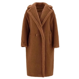 赵露思同款驼色泰迪熊大衣女皮草中长款加厚皮毛一体羊羔毛外套女