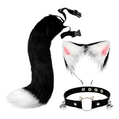 仿真毛绒猫耳狐狸玩具尾巴套装