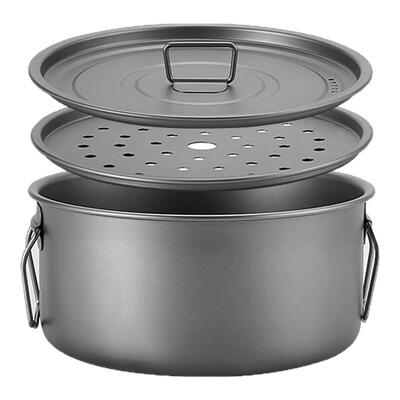 纯钛微瑕疵户外煮饭锅汤锅露营轻便家用野餐加厚2.2L火锅套锅明火