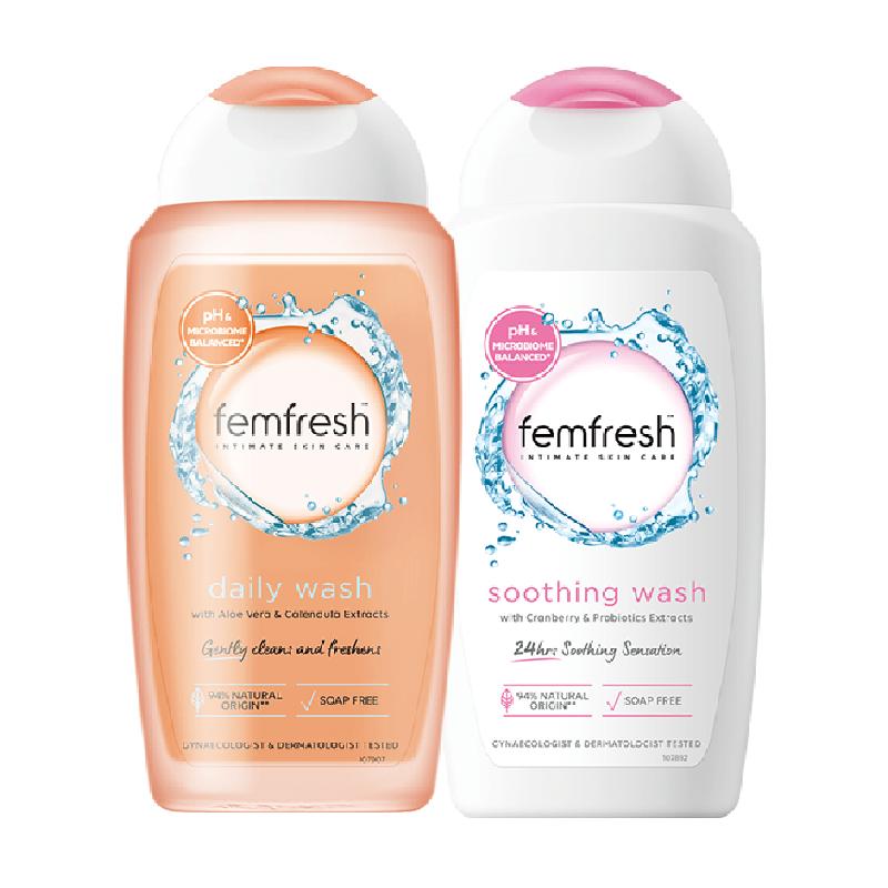 Femfresh芳芯英国进口舒缓保湿+日常洋甘菊私处护理液套装250ml*2