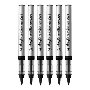 黑色直液式软头丙烯马克笔单支儿童丙烯笔小学生幼儿园美术专用不透色可叠色水彩笔勾线笔大容量红色白记号笔