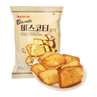 韩国进口零食乐天蒜香烤面包片70g酥性饼干烤馍片非油炸膨化食品