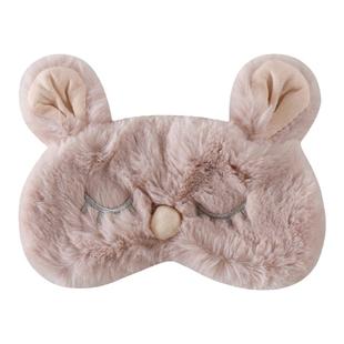 少女心毛绒卡通居家遮光毛茸茸小兔子少女系日用睡眠眼罩飞行卖萌