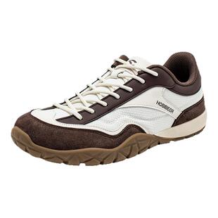 HOBIBEAR德训鞋男士宽楦薄底休闲鞋2026新款4E宽头平步复古赤足鞋