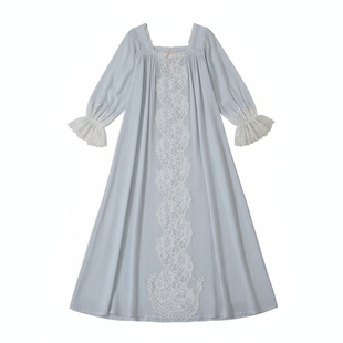 法式复古宫廷风长袖睡裙长款纯棉女款公主风睡衣2026新款脚踝睡袍