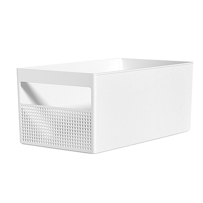 简约白色长方形镂空桌面收纳盒