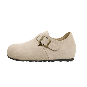 厚底全包勃肯鞋女2025春秋新款反绒皮厚底懒人鞋内增高休闲博肯鞋