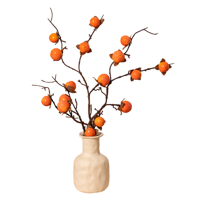 柿柿如意仿真柿子树枝花瓶摆件