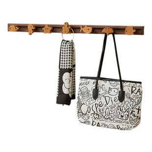 木町实木可滑动挂钩挂衣架儿童房可爱卡通玄关门后墙壁衣架免打孔