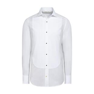 SUITSUPPLY白色埃及棉男士商务礼服衬衫高宽展领