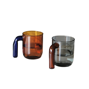 莨物原创北欧手工彩色可加热高硼硅玻璃杯咖啡杯早餐杯牛奶杯水杯