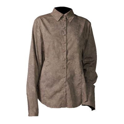 复古草木植物拓染两穿袖子衬衫