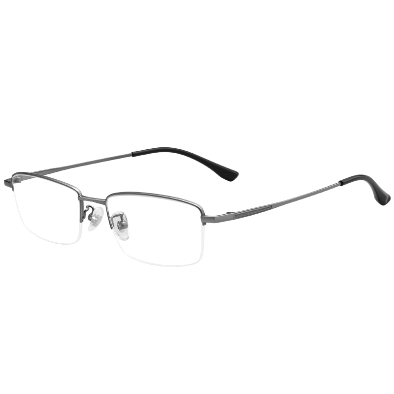 超轻纯钛半框防蓝光眼镜男款商务方框近视可配度数平光变色眼睛架