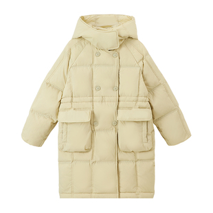布丁哈鲁冬装女童童装加厚外套2025新款儿童保暖三防羽绒服中长款
