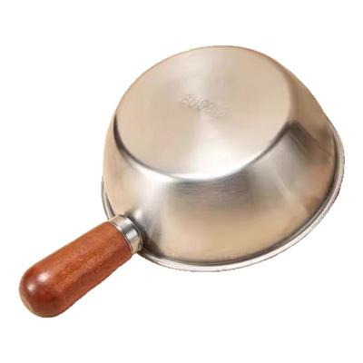 不锈钢胡桃木手柄平底锅食品级