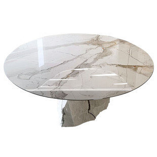 圆桌贴膜岩板大理石实木餐桌面椭茶几伸缩子耐高温透明圆形保护膜