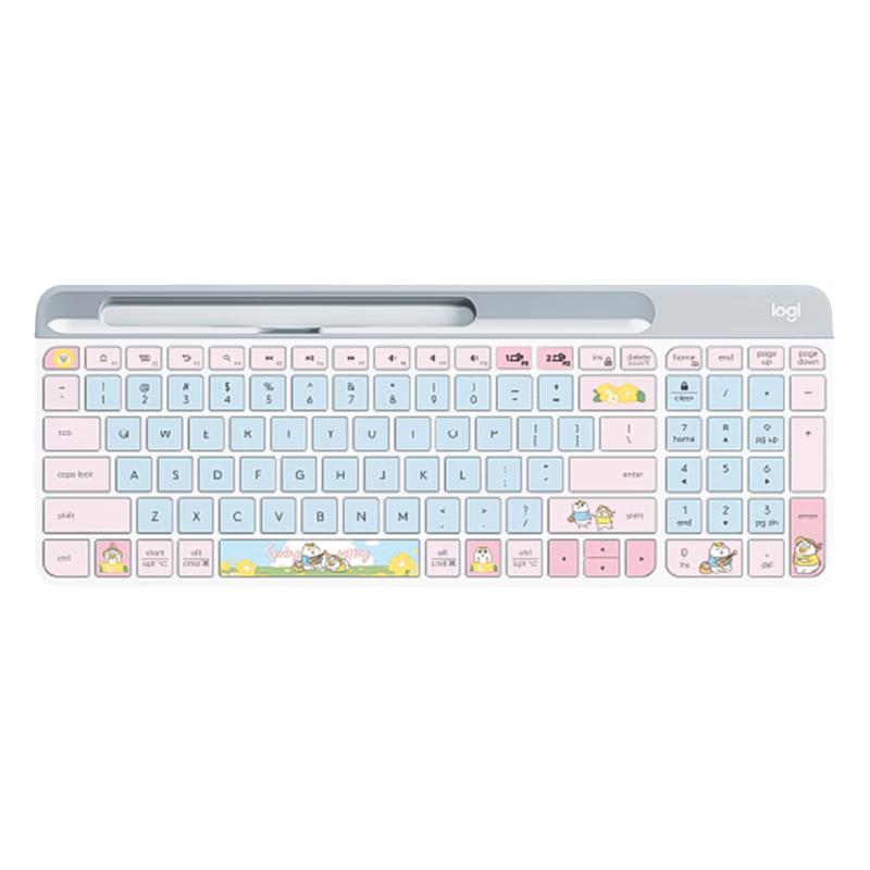 罗技K580键盘无线蓝牙静音女生办公便携鹦鹉小刘鸭联名款樱花粉