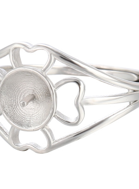 奢金轩女纯银日韩珍珠戒指空托