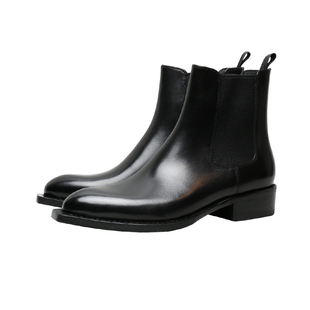 优100设计师款烟筒切尔西靴英伦尖头商务休闲男士真皮短靴手工鞋