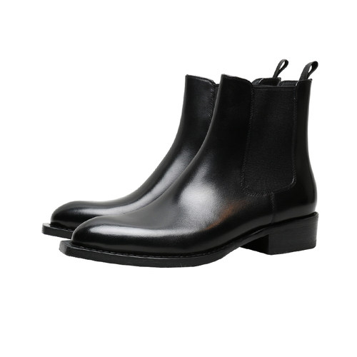 优100设计师款烟筒切尔西靴英伦尖头商务休闲男士真皮短靴手工鞋