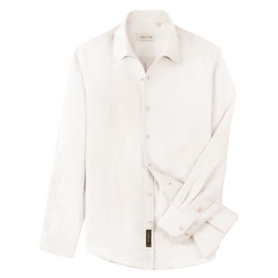 【可机洗 法国14支长亚麻】CULTUM清爽透气意式一片领衬衫男长袖